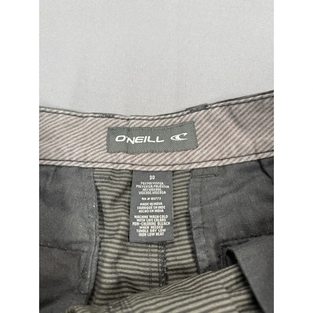 ONeill Hybrid Shorts Mens 30 Grey Black Striped Boardshorts Casual Walk Shorts